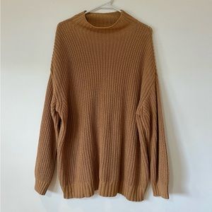 American Eagle Tan Oversized Turtleneck Knit Sweater